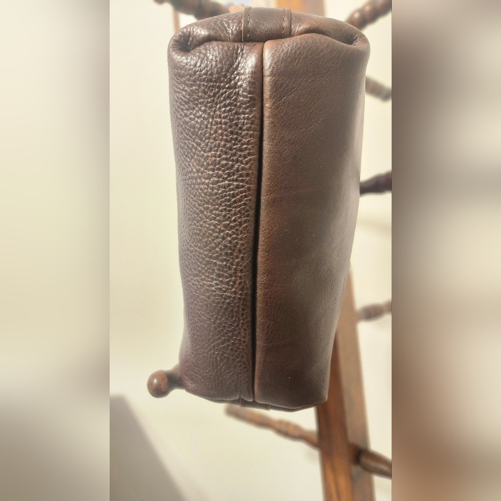PLG Slouchy Shoulder Bag - Suede Inside - Coldbrew Pebble Tote with Gold Accents - Picture 3 of 5